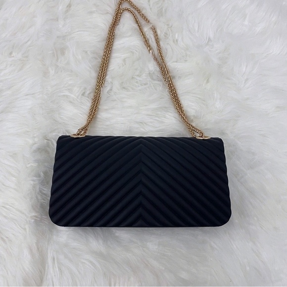 Convertible Cross Body Purse, Rubber with Gold Chain Strap - Picture 1 of 8